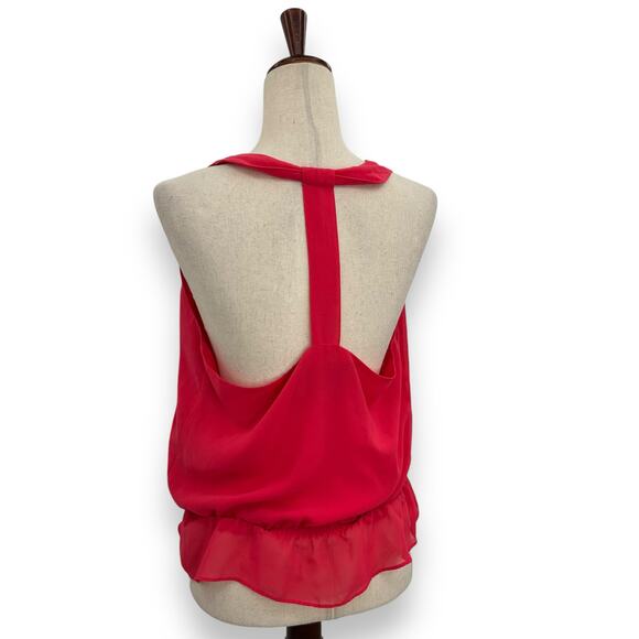 Rory Beca REVOLVE Hot Pink Halter Top Large Embroidered Peplum T-Back Tank Boho - Picture 8 of 11